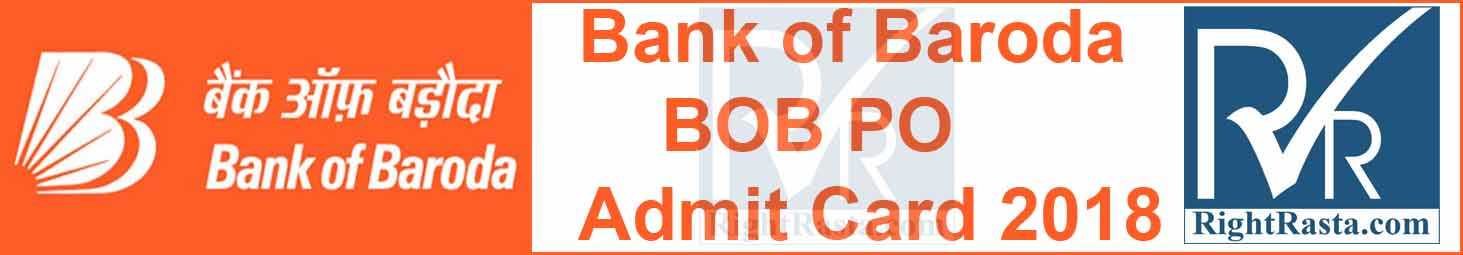 Bank of Baroda BOB PO Admit Card 2018