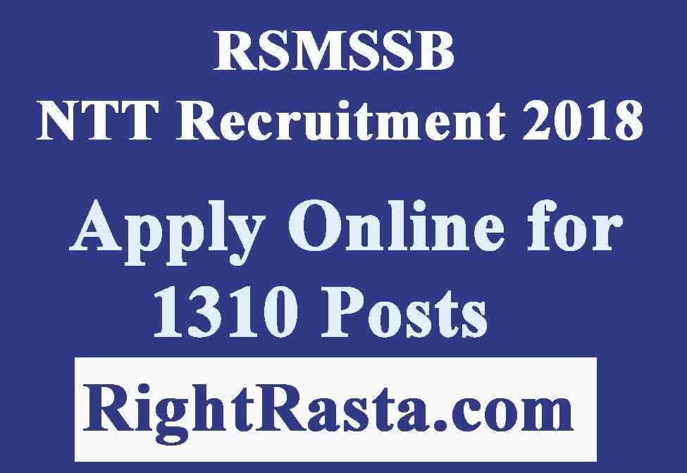 RSMSSB NTT Recruitment 2018