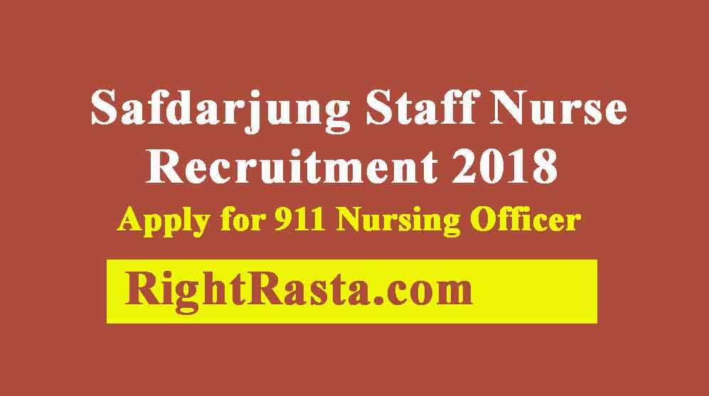 Safdarjung Staff Nurse Recruitment 2018