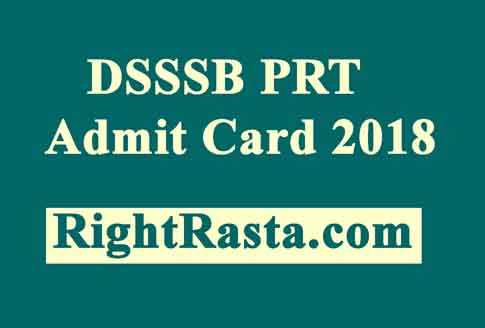 DSSSB PRT Admit Card 2018