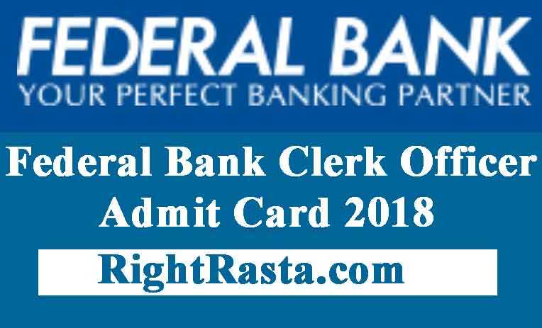 Federal Bank Clerk Admit Card 2018