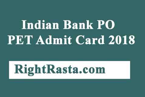 Indian Bank PO PET Admit Card 2018
