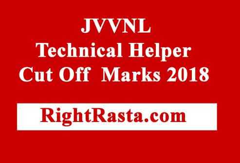 JVVNL Technical Helper Cut Off 2018