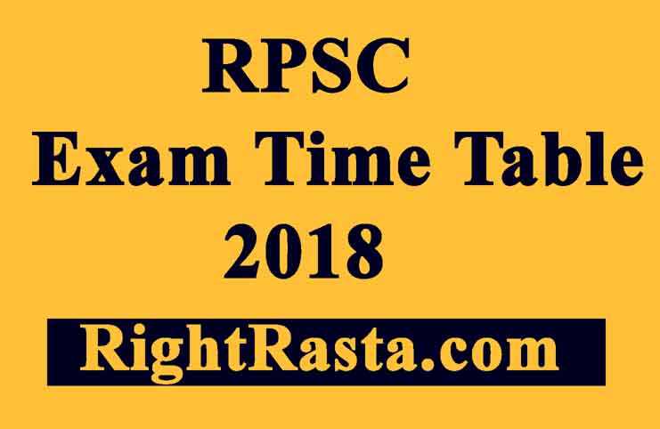 RPSC Exam Time Table 2018