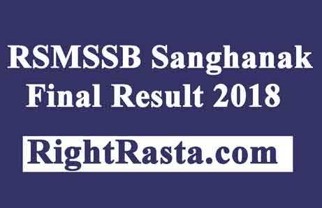 RSMSSB Sanganak Final Result 2018