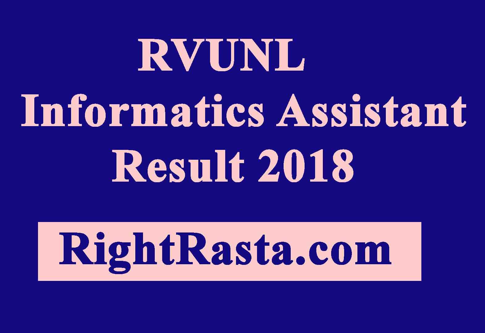 RVUNL Informatics Assistant Result 2018