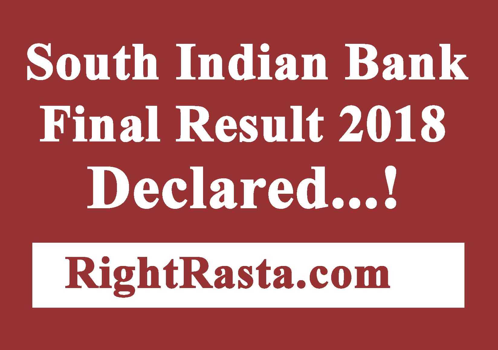 South Indian Bank PO Final Result 2018