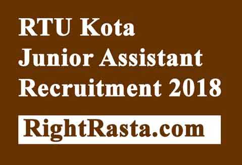RTU Kota Junior Assistant Recruitment 2018