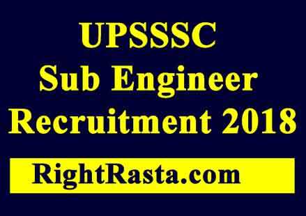 UPSSSC Sub Engineer Recruitment 2018