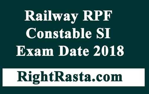 Railway RPF Constable SI Exam Date 2018