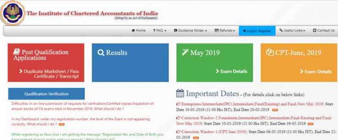 ICAI CA IPCC Admit Card May 2019