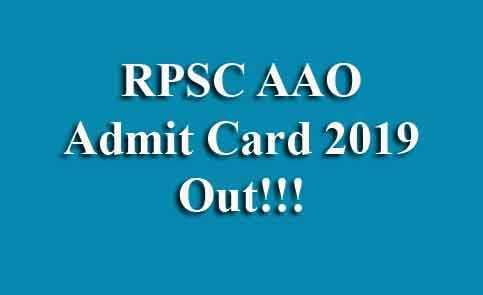 RPSC Assistant Agriculture Officer Admit Card