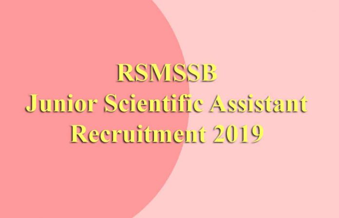 RSMSSB Junior Scientific Assistant Recruitment