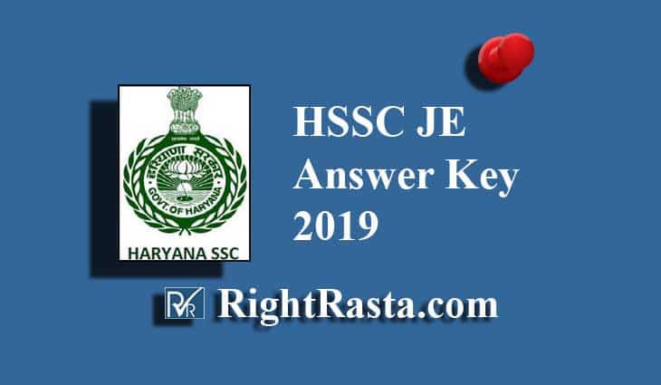 HSSC JE Answer Key 2019 (OUT) Haryana Junior Engineer CBT ...