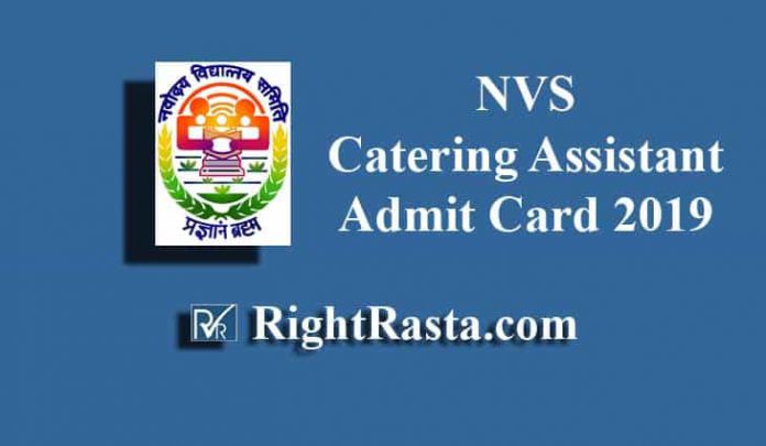 NVS Catering Assistant Admit Card