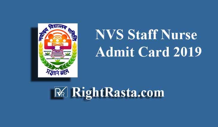 NVS Staff Nurse Admit Card 2019 Navodaya Female Staff Nurse Call   NVS Staff Nurse Admit Card 2019 