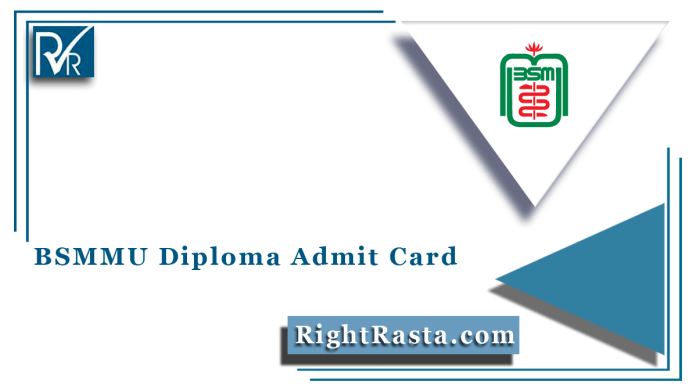 BSMMU Diploma Admit Card