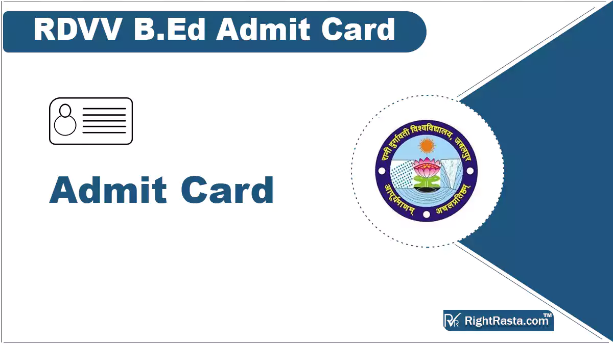 RDVV B.Ed Admit Card 2023 (Link Out) Rani Durgavati Vishwavidyalaya ...