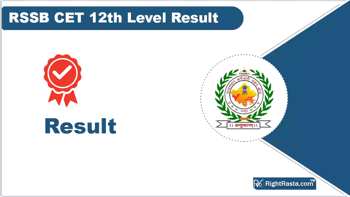 RSSB CET 12th Level Result 2023 (Out) RSMSSB Sr Sec Results