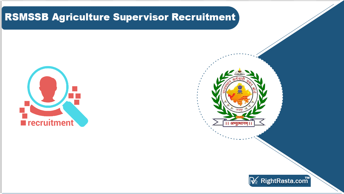 RSMSSB Agriculture Supervisor Recruitment 2023 (Out) Apply Online