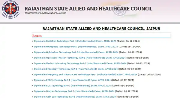 RPMC Paramedical Result 2024