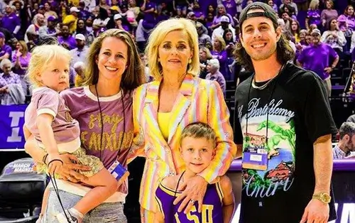 Kim Mulkey with Randy Robertson and Children